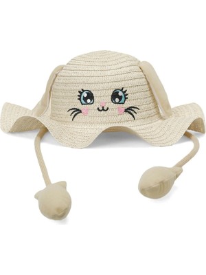 Polaris Hasır Şapka Kız Çocuk Bej Funny Straw Hat