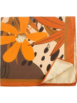 Renklime Papatya Desenli Zr Şifon Fular 50*50 cm