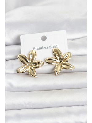 Marsilyan 316L Çelik Gold Renk Lotus Çiçeği Model Kadın Küpe TJ-BKP11833