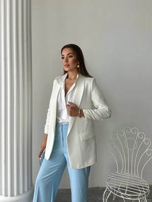 Hope And Me Kadın Bebe Mavi Vatkalı Astarlı Blazer Ceket