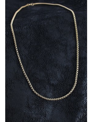 Mabelme Store Mey Ithalat® 316L Çelik Örme Zincir Model Gold Renk Erkek Kolye