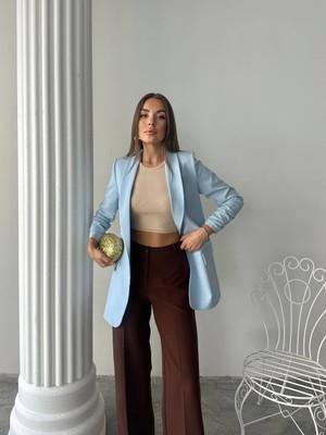 Hope And Me Kadın Bebe Mavi Vatkalı Astarlı Blazer Ceket