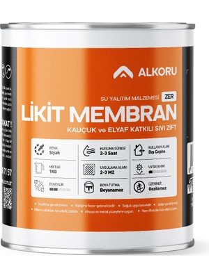 Alkoru 1 kg Zer Sıvı Zift Likit Membran Kauçuk ve Elyaf Katkılı Su Yalıtım Malzemesi