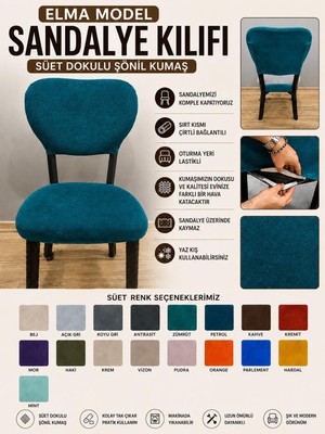 Home Elma Tipi Sandalye Kılıfı Lüx Bohem Kumaş Çok Kalın %100 Pamuk, Sırt Arkası Dahil Kapanıyor