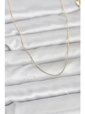 Mabelme Store Mey Ithalat® cm 14K Gold Renk Ince Top Zincirli 60 cm Kadın Kolye