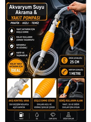 Neler Geldi Neler Manuel Sıvı Aktarma Pompası 1 Metre Hortumlu Mazot Benzin Yag Süt Aktarma Pompası Akvaryum Suyu Aktarma Pompası