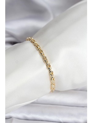 Mabelme Store Mey Ithalat® 14K Gold Renk Kaplama Zincir Model Kadın cm Bileklik