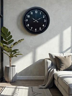 Mabelme Store Pure Dark Black 40 cm Metal Duvar Saati