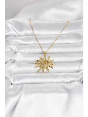 Mabelme Store Mey Ithalat® 316L Çelik Gold Renk Bohem Güneş Model Kadın Kolye