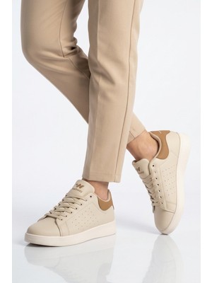Walkway Bej Bağcıklı Unisex Spor Ayakkabı