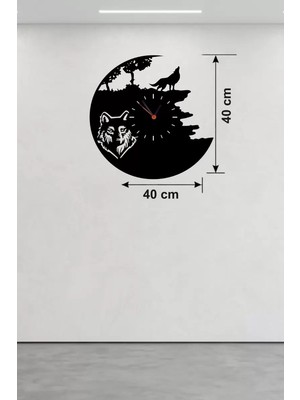 Mabelme Store Mey Ithalat® Kurt Temalı Lazer Kesim Ahşap Duvar Saati - 40X40 cm Dekoratif