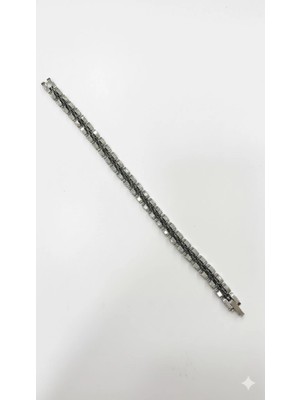 Evolvera Rodyum-Siyah Çelik  Erkek Çelik Bileklik Boy 21.5 cm / En 0.8 Mm  - EBL0048