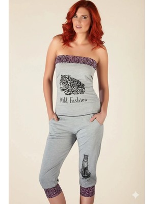 Mabelme Store Leopar Desenli Straplez Takım