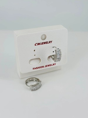 Evolvera Rodyum Zirkon Taşlı Pirinç Küpeler - KP00462
