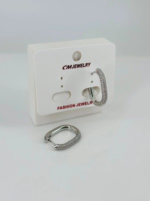 Evolvera Rodyum Zirkon Taşlı Pirinç Küpeler - KP00449