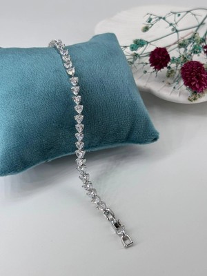 Evolvera Rodyum Zirkon Taşlı Pirinç Zirkon Bileklikler 18+2 Cm  - KBL0297
