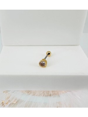 Evolvera Zirkon Taşlı Uç Kısmı : Pirinç Kıkırdak Bar Uzunluğu : 6 mm / Bar Kalınlığı 0.8 mm / Top Boyu 3 mm - PT0029-1