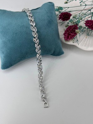 Evolvera Rodyum Zirkon Taşlı Pirinç Zirkon Bileklikler 18 Cm  - KBL0282