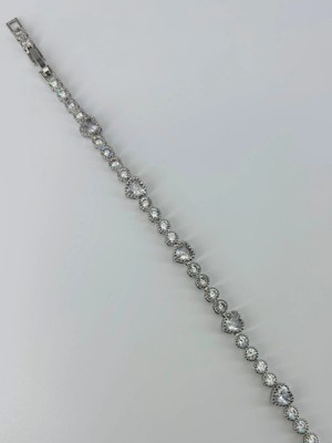 Evolvera Rodyum Zirkon Taşlı Pirinç Bileklikler 17+2 Cm  - KBL0367