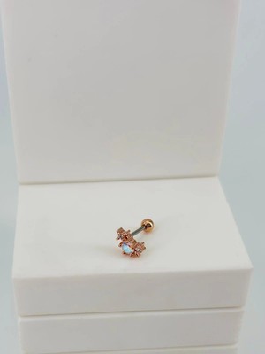 Evolvera Rose Zirkon Taşlı Uç Kısmı : Pirinç Kıkırdak Bar Uzunluğu : 6 mm / Bar Kalınlığı 0.8 mm / Top Boyu 3 Mm  - PT0063-2