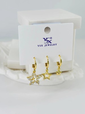 Evolvera Zirkon Taşlı Üçlü Kombin Küpe - KP00389