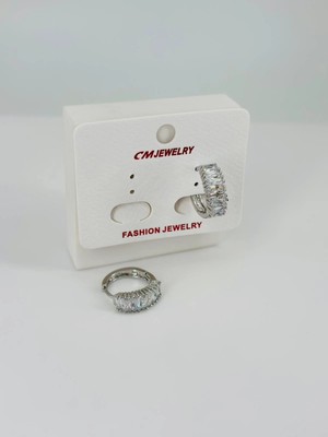 Evolvera Rodyum Zirkon Taşlı Pirinç Küpeler - KP00458