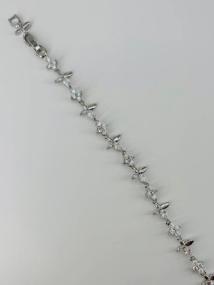 Evolvera Rodyum Zirkon Taşlı Pirinç Bileklikler 17+2 Cm  - KBL0373