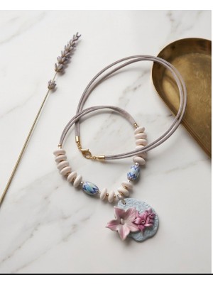 Soie Rêve Floral Seramik Kolye