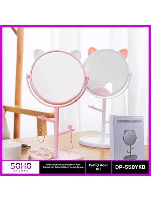 Evolvera Oval Kedi Kulaklı Takı Organizer Ayna