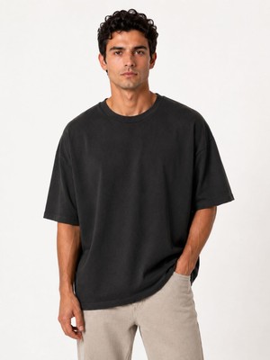 Classics Men Bordoo Basic Bisiklet Yaka Oversize Kısa Kol Erkek Tişört 7701