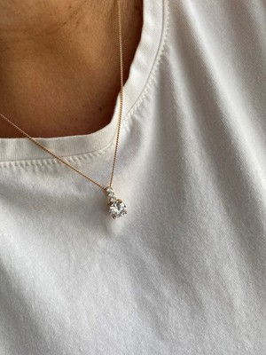 Owentis Çelik Rose Gold Pırlanta Kesim Aurora Kolye -Kararma Yapmaz-