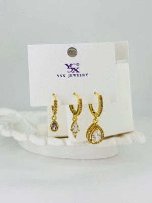 Evolvera Zirkon Taşlı Üçlü Kombin Küpe - KP00378