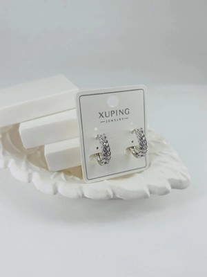 Evolvera Rodyum Zirkon Taşlı Pirinç Zirkon Küpe - KP00305