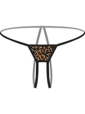 Mabelme Store Ağı Açık Büyük Beden Leopar Desenli Fantezi G String