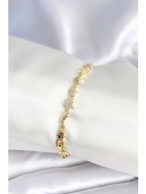 Mabelme Store Mey Ithalat® Pirinç Gold Renk Kadın Manifest Bileklik