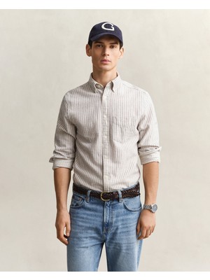 Gant Erkek Krem Regular Fit Çizgili Gömlek 3260056.240