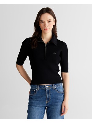 Gant Kadın Siyah Slim Fit Yarım Kollu Triko 48926146T.5