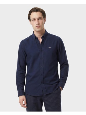 Gant Erkek Lacivert Düğmeli Yaka Logolu Gömlek 3826157T.433