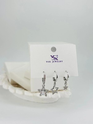 Eco Port Yıldız Detaylı Üçlü Kombin Küpe - KP00556