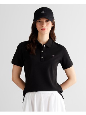 Gant Kadın Siyah Regular Fit Logolu Polo Yaka T-Shirt 4201489.5