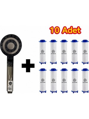deyhome 5 Kademeli Filtreli Masajlı Duş Başlığı + 10 Adet Yedek Filtre Basınç Artırıcı Su Tasarruflu Banyo Başlığı