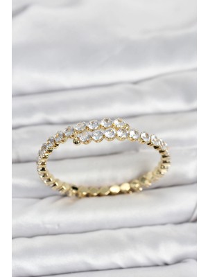 Mabelme Store Mey Ithalat® Pirinç Gold Renk Sıralı Zirkon Taşlı Kadın Bileklik