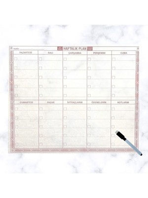 Mabelme Store Buffer® Şeffaf Kendiliğinden Yapışkanlı Kalemli Haftalık Planlayıcı 40CM-50CM