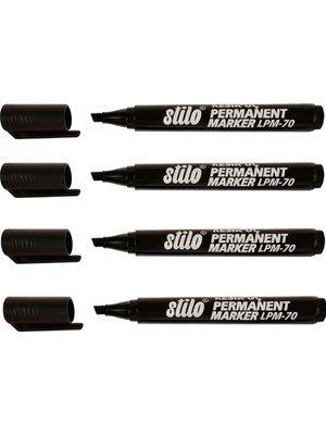Stilo Permanent Kalem Kesik Uç Siyah ( 4 Adet )