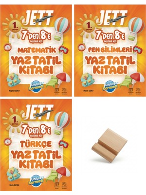 Ünlüler Karması Lgs Jett 7'den 8'e Matematik Fen ve Türkçe Yaz Tatili Kitabı 3lü Set+ Telefon Standı
