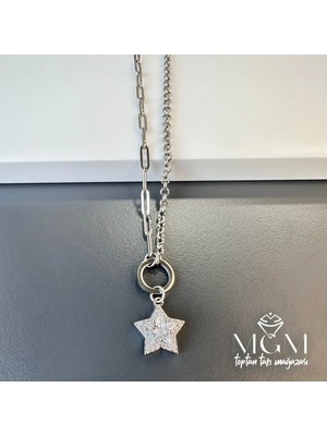 TeknoKapsül Rodyum Zincir Çelik Uç Kısmı Pirinç Kolyeler 45 + 5 cm Uzatma Payı - KL0088