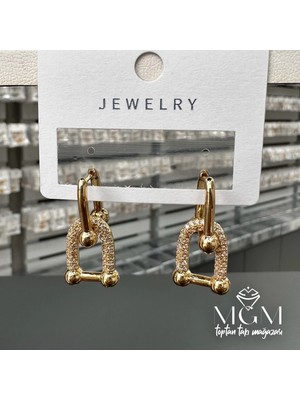 TeknoKapsül Zirkon Taşlı Pirinç Küpeler - KP00134
