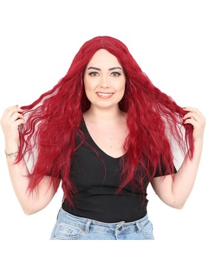 TeknoKapsül Kabarık Daalı Uzun Fiber Sen Peruk / Kızıl