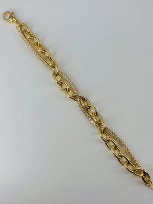 TeknoKapsül Zirkon Taşlı Pirinç Bileklikler 17+4 cm - KBL0376