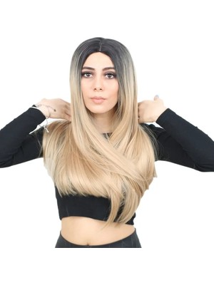 TeknoKapsül Fiber Sen Uzun Düz Peruk / Siyah / Balköpüğü Ombreli